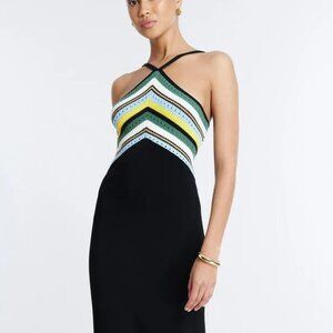 NEW $3,790 BCBG MAXAZRIA CASUAL DRESS IN BLACK MULTI SIZE XL